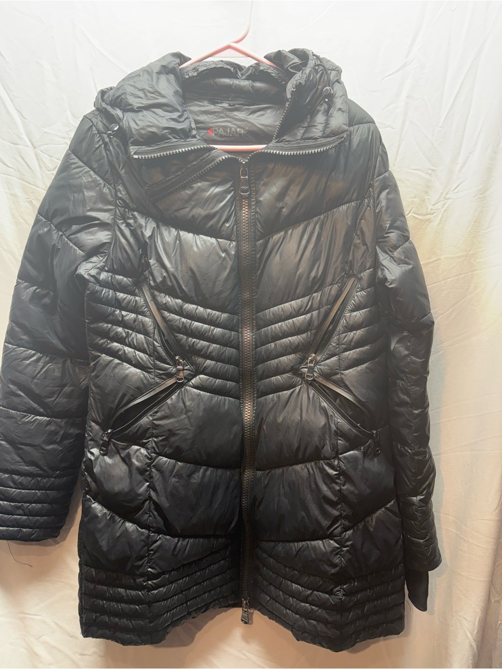 Pajar Canada Black Packable Puffer Coat Hooded Jacket Size Large